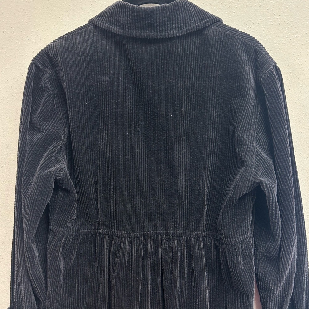Dark Cottagecore Prairie Modest Black Corduroy Size 8 Vintage Dress Shacket Boho - Picture 9 of 12